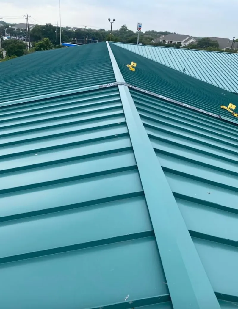 Green commercial metal roof ridge and valley for Metal Roof Repair in Le Mars